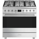 Smeg CS9GMXA2 90cm 6 Burner Freestanding Dual Fuel Cooker